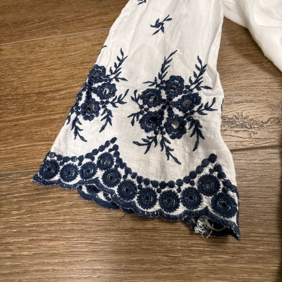 TRAC Women's Embroidered Cover-Up Romper White/Navy Sz M Summer Beach - Picture 3 of 13